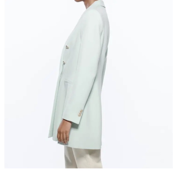 Mint Green Zara Double Breasted Blazer - Picture 4 of 7
